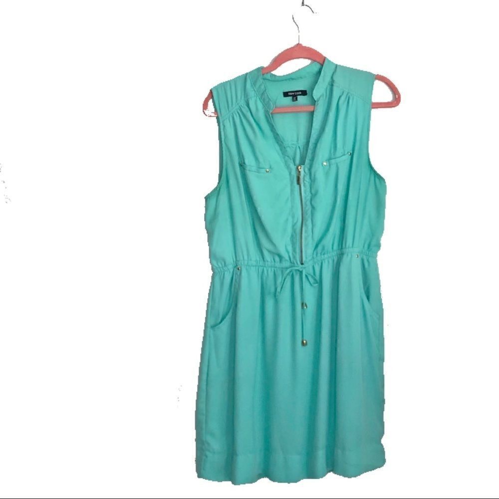 2/$20 New Look Seafoam Green Zip Front Dress